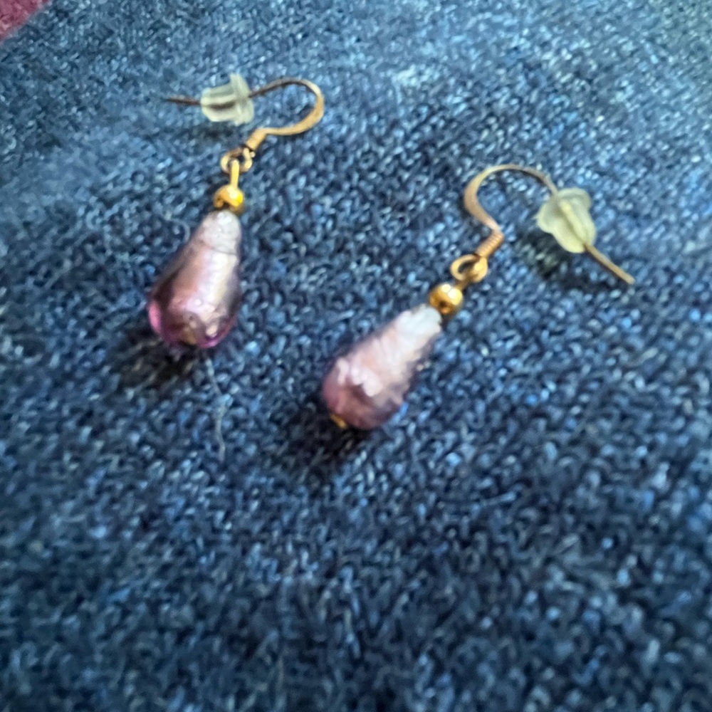 Elegant Purple Drop Earrings Murano glass - Picture 2 of 2